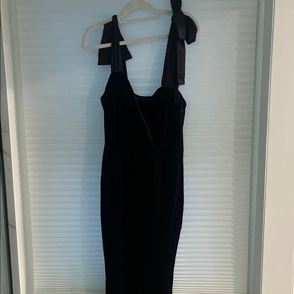 Elegant Black velvet with Satin Straps Jumpsuit